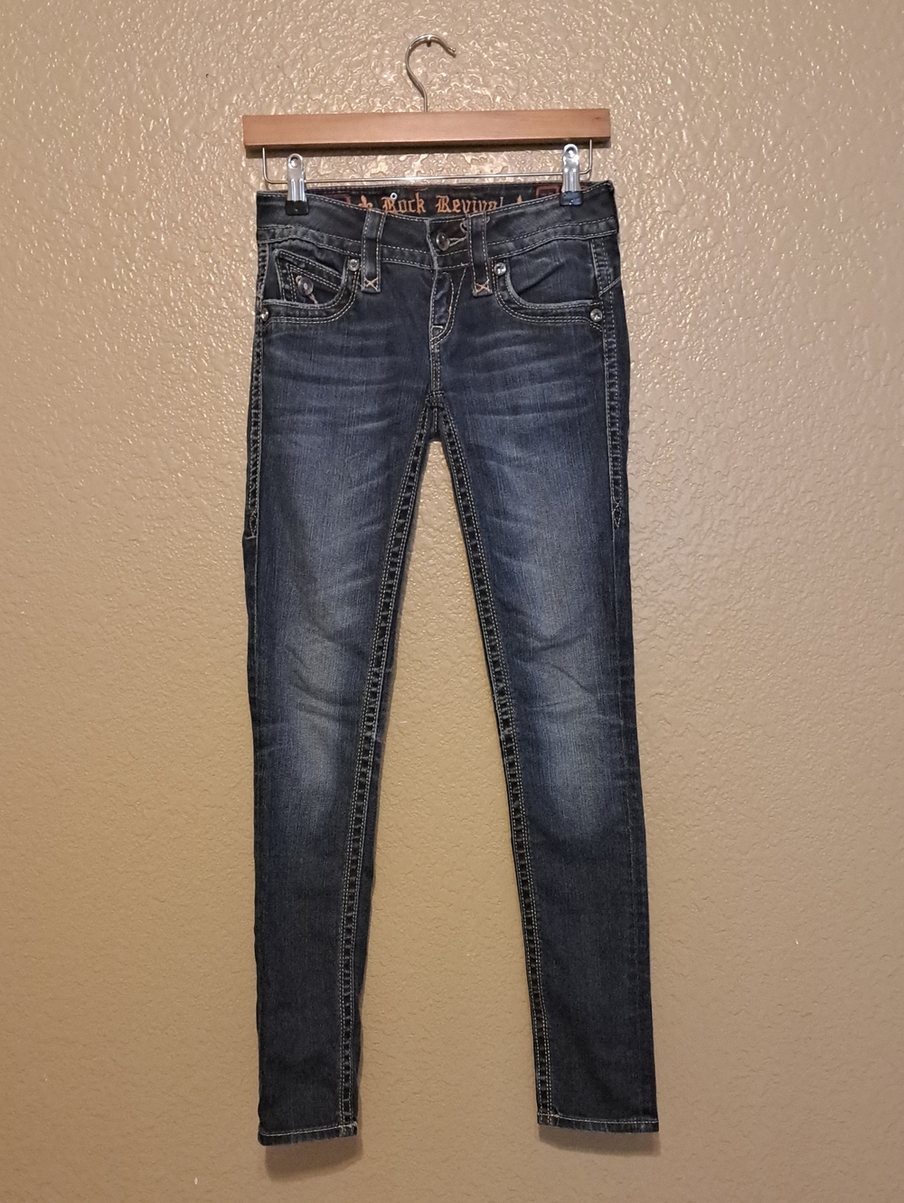 Size 25 Rock Revival Women's Dark Wash Skinny Jeans - Blue